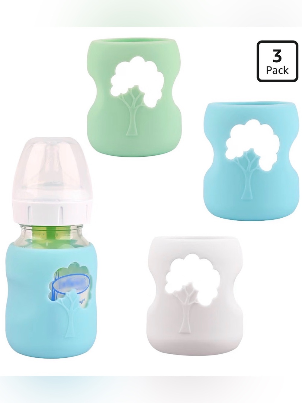 New Dr. Brown’s Silipcne Baby Bottle Grip Sleeve 3-Pack, 5oz Bottle